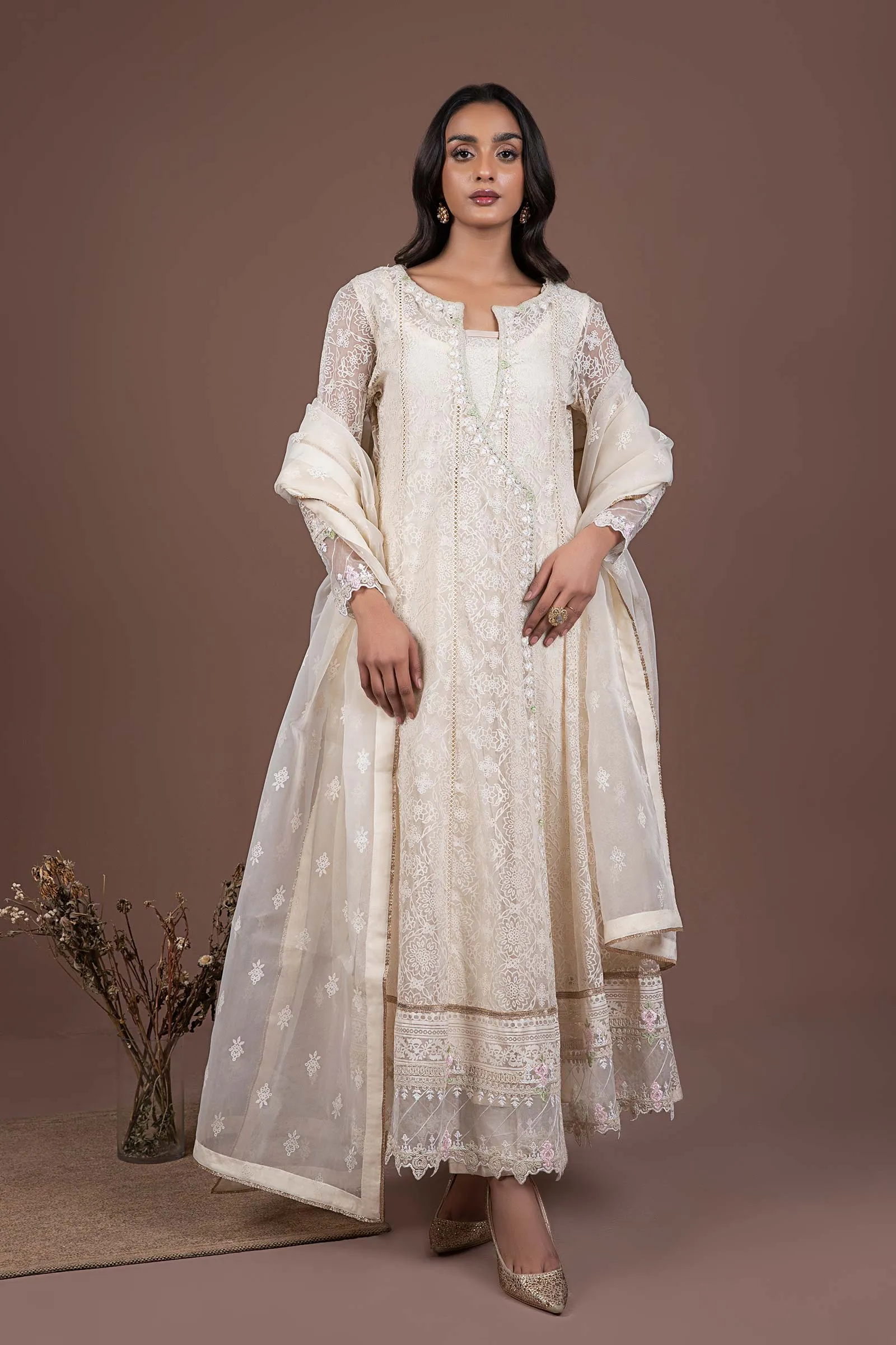 Embroidered Organza Pishwas | MB-F24-514