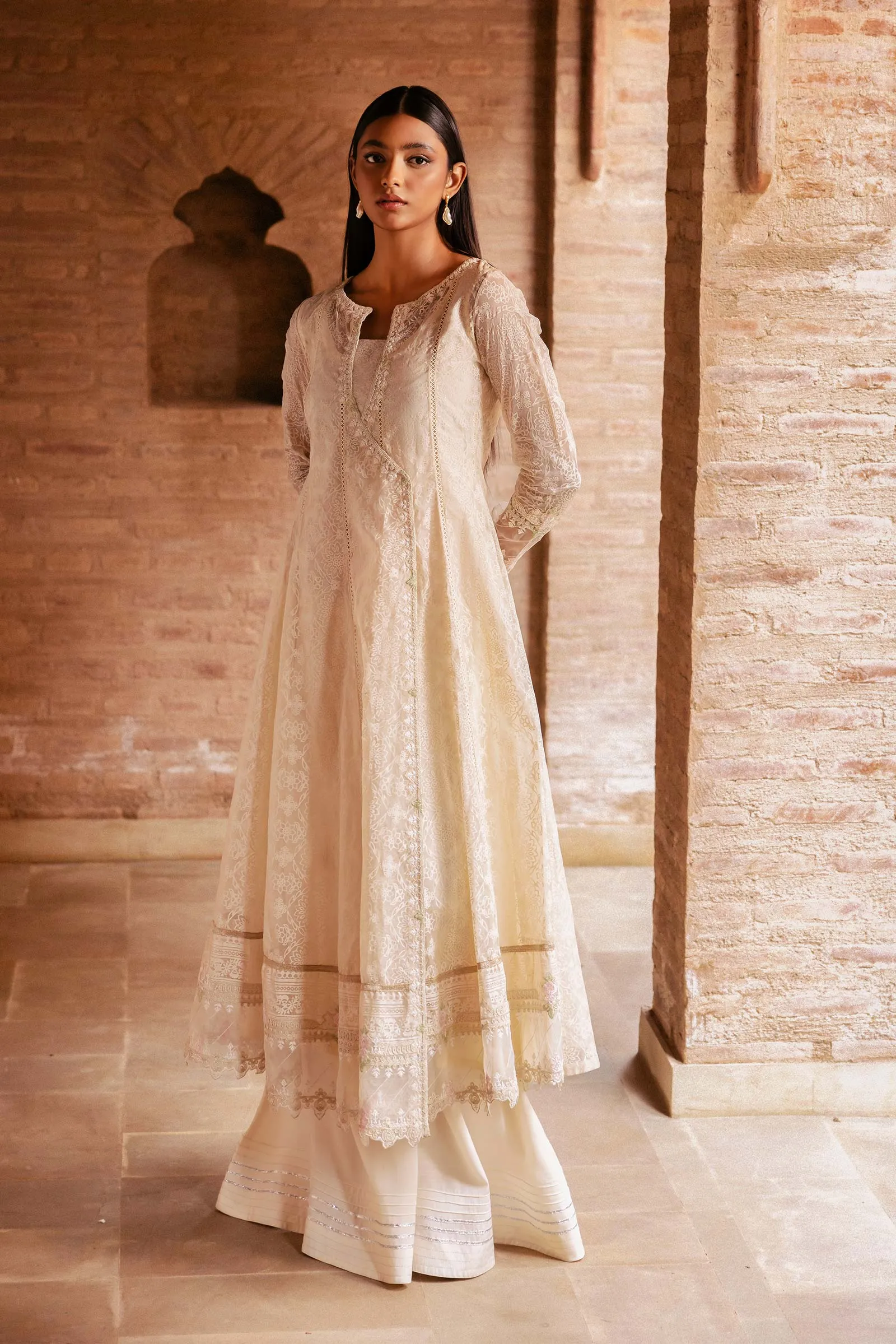 Embroidered Organza Pishwas | MB-F24-514