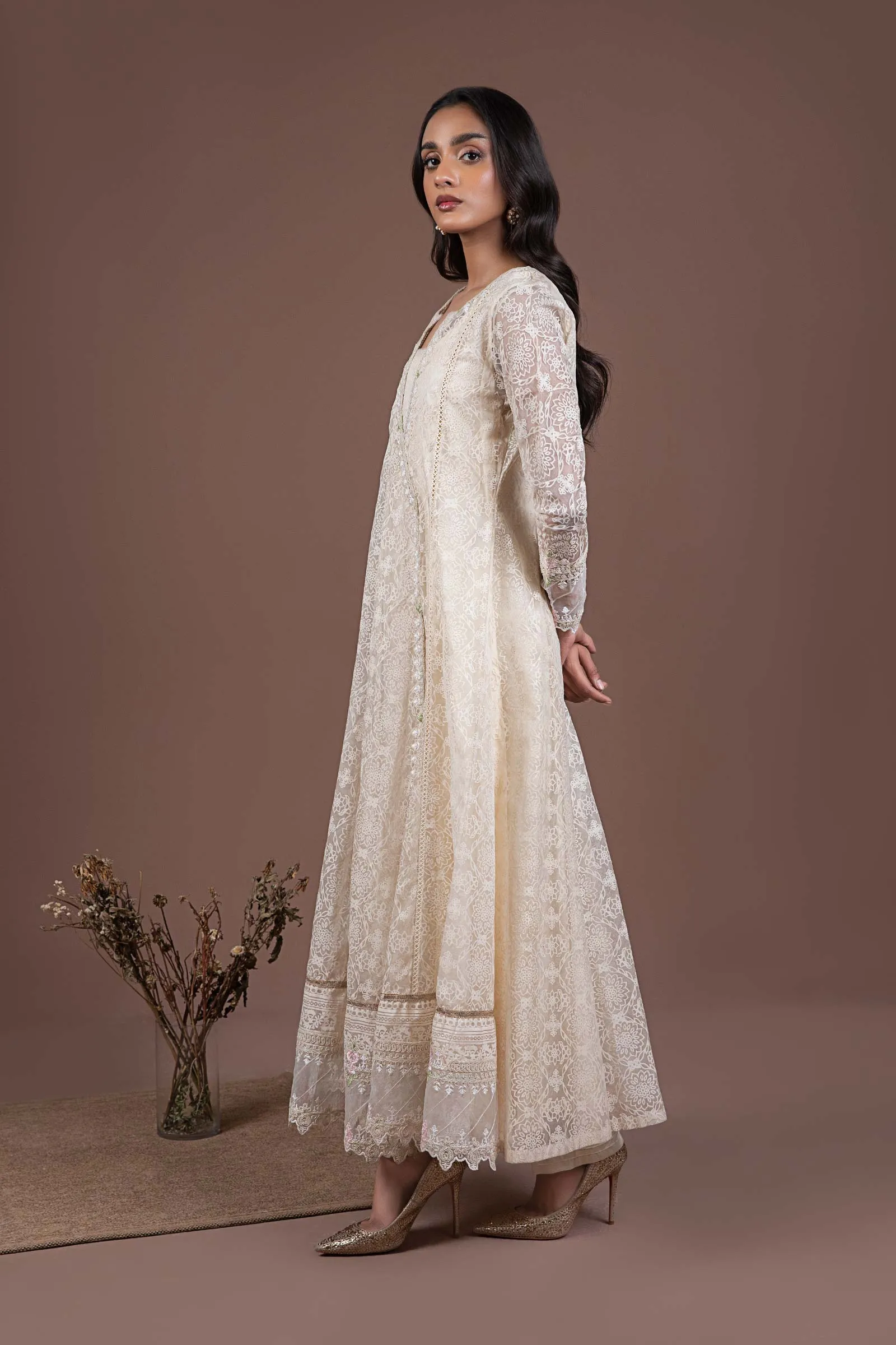 Embroidered Organza Pishwas | MB-F24-514