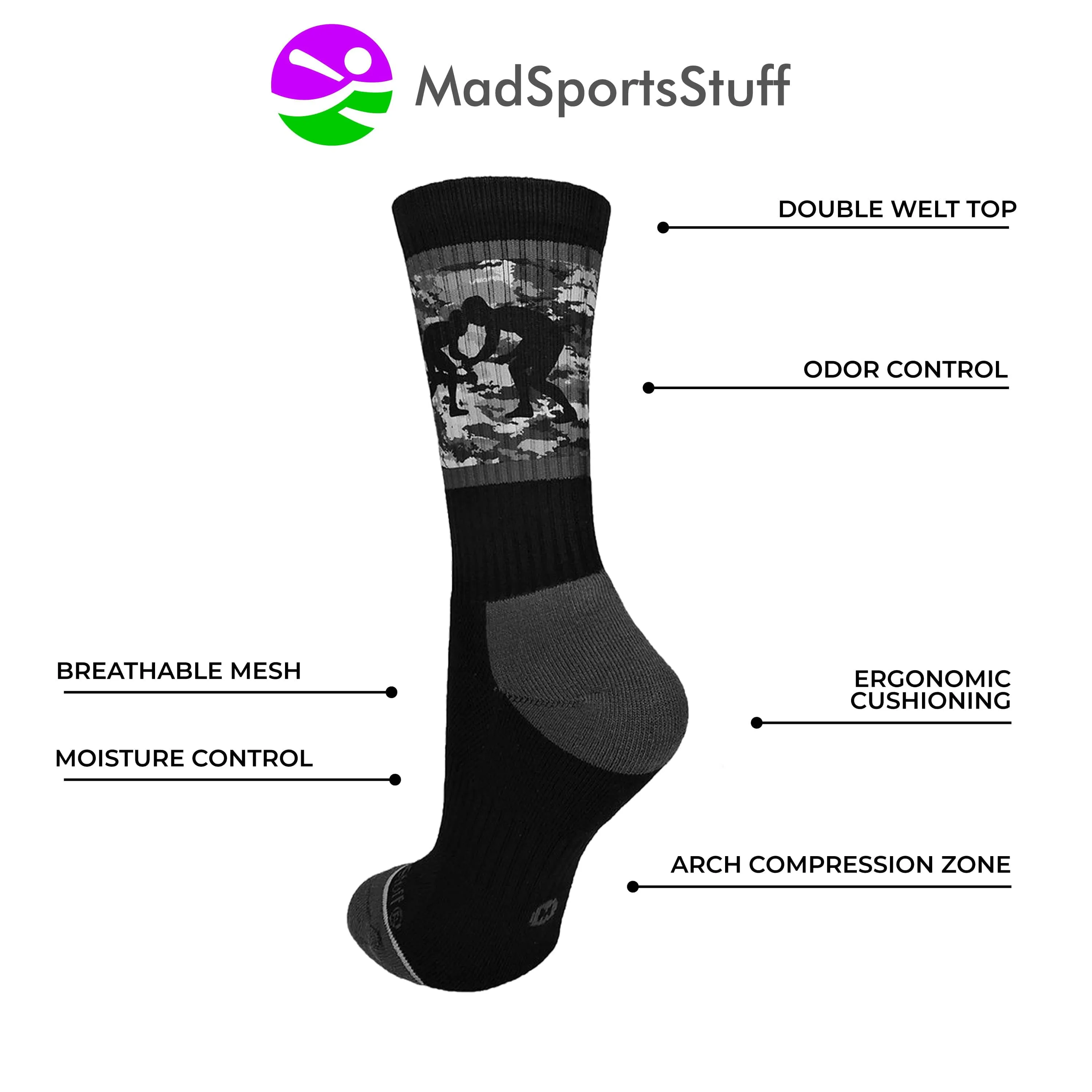 Fighting Wrestlers Athletic Crew Socks (multiple colors)