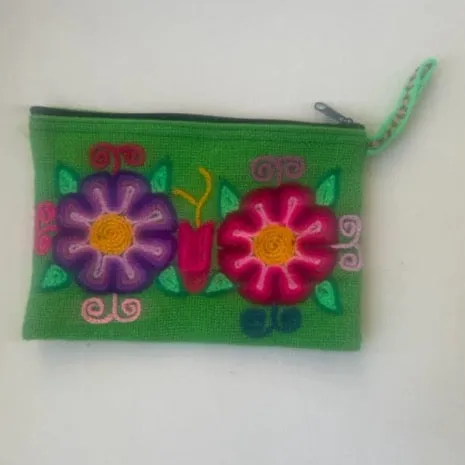 Flor Embroidered Pouch Wristlet
