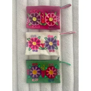 Flor Embroidered Pouch Wristlet