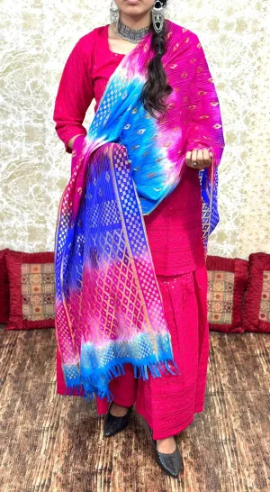 Fusion Traditional Pink 2 Chikan Elegance Sequins Sharara Set