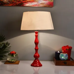 Graceful Gleam Red Table Lamp - White