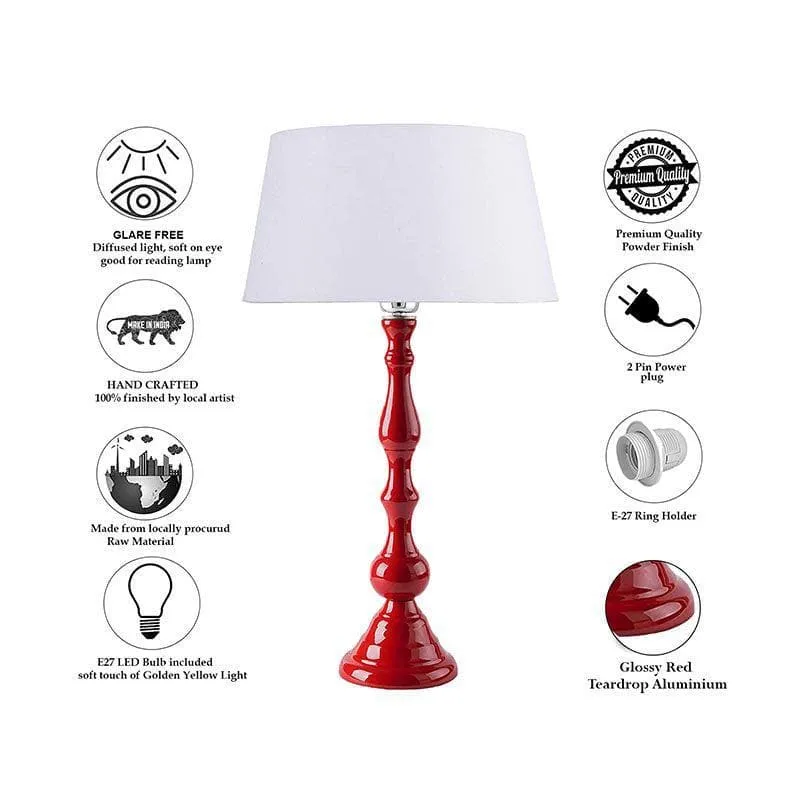 Graceful Gleam Red Table Lamp - White