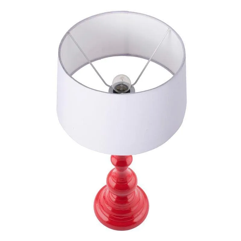 Graceful Gleam Red Table Lamp - White