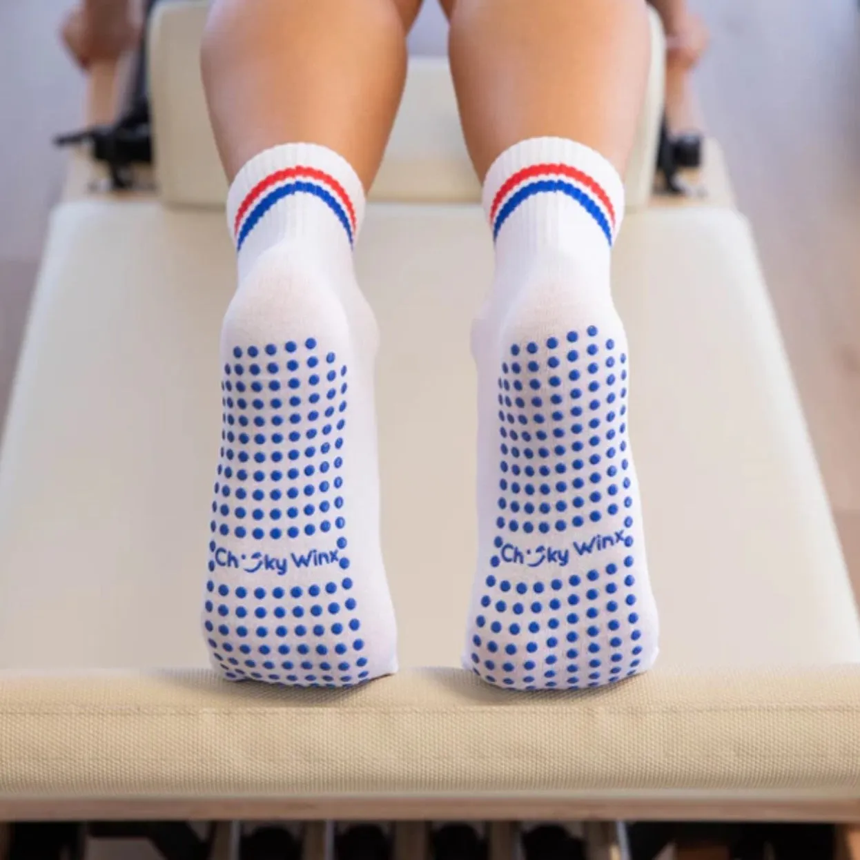 Grippy Crew Socks - Red White and Blue (Barre / Pilates)