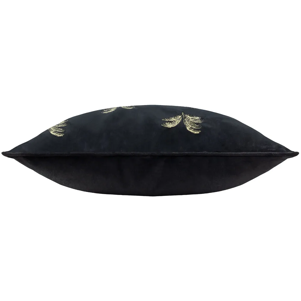 Guilded Palms Embroidered Cushion Black
