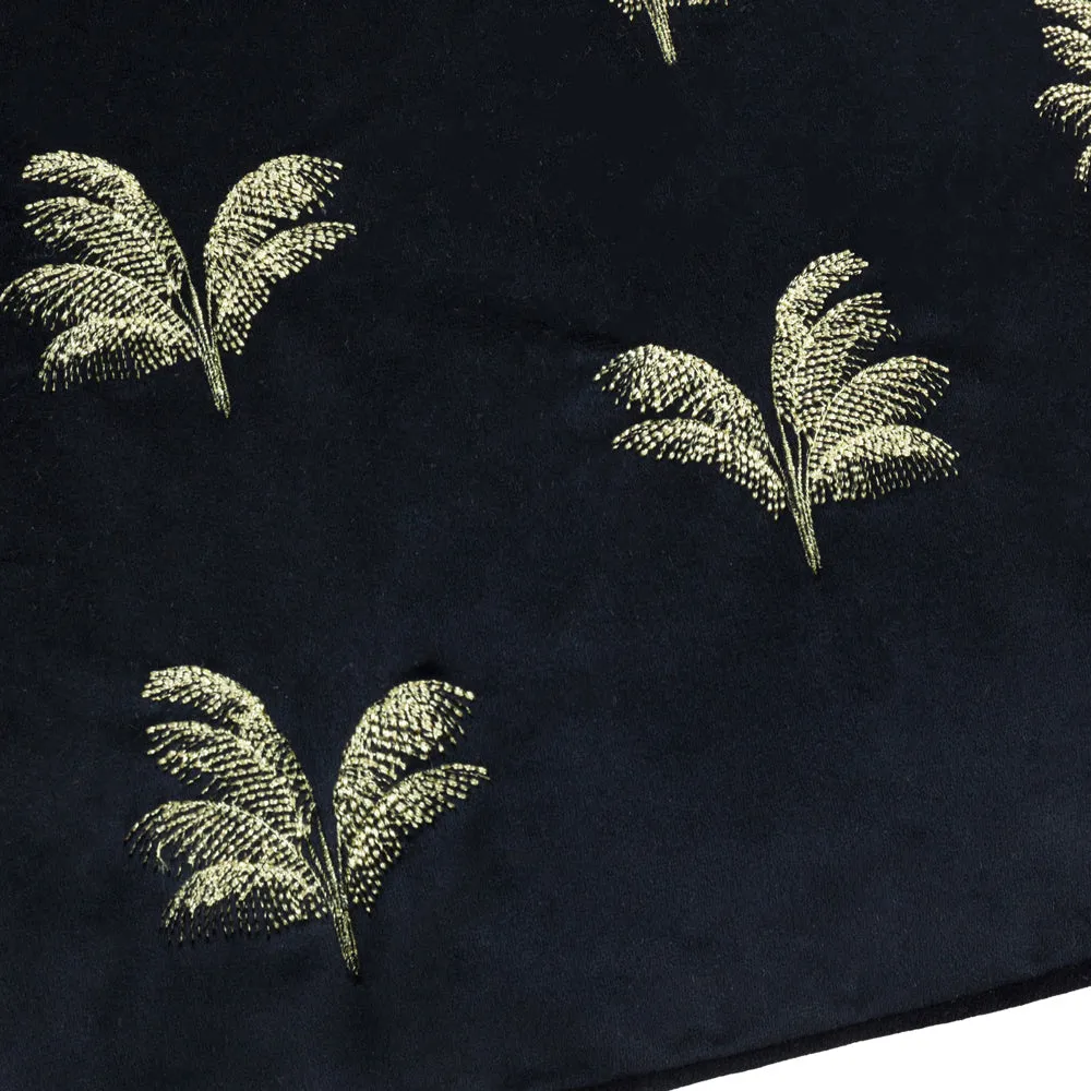 Guilded Palms Embroidered Cushion Black