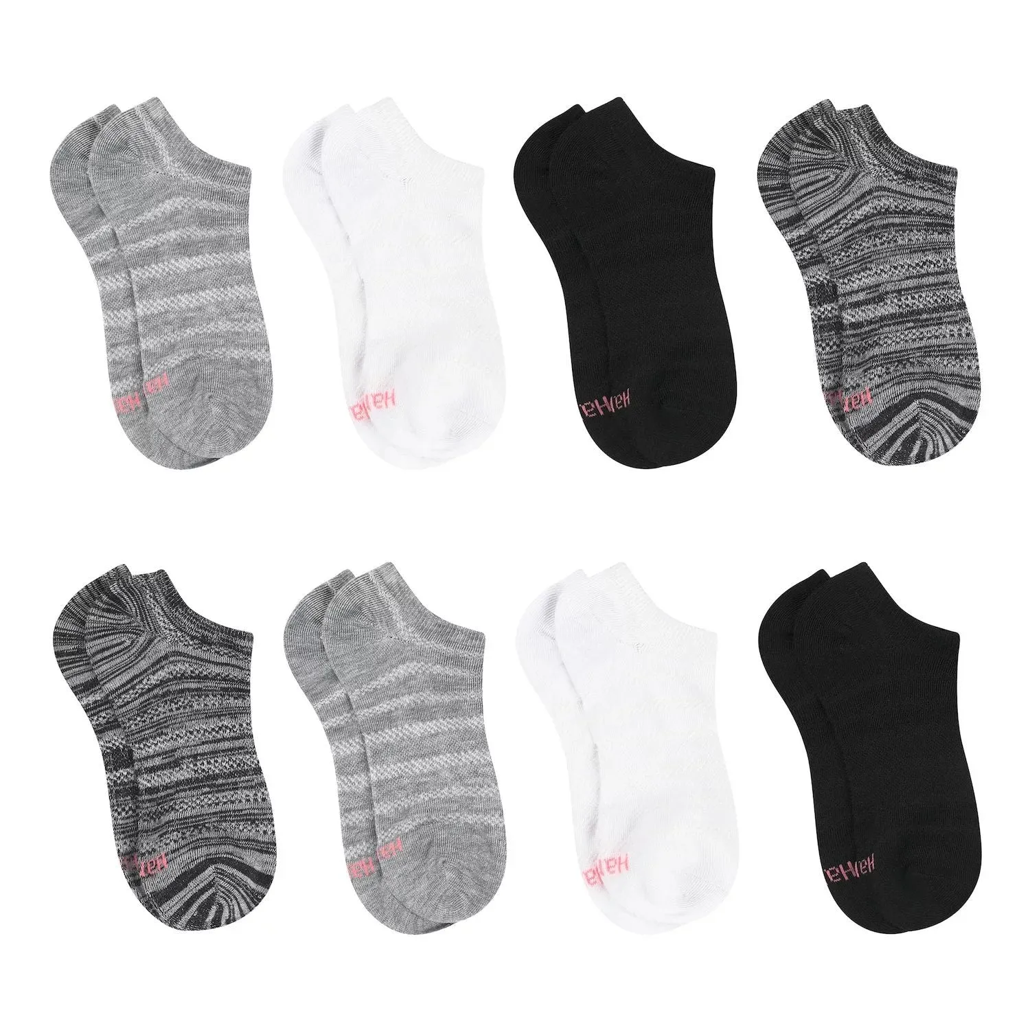 Hanes Women's Ultimate Cool Comfort Socks, 8 Pairs HWUBS8 Hanes Breathable Super Low-Top No-Show Socks grey