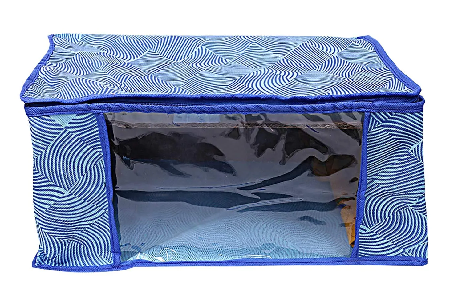Heart Home Leheriya Design 3 Piece Non Woven Saree Cover, Large, Royal Blue - CTHH11946,standard