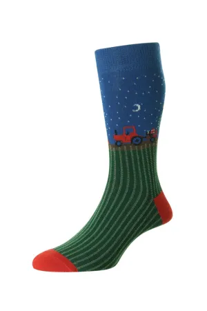 HJ Hall Christmas Farm Scene Rich Cotton Socks