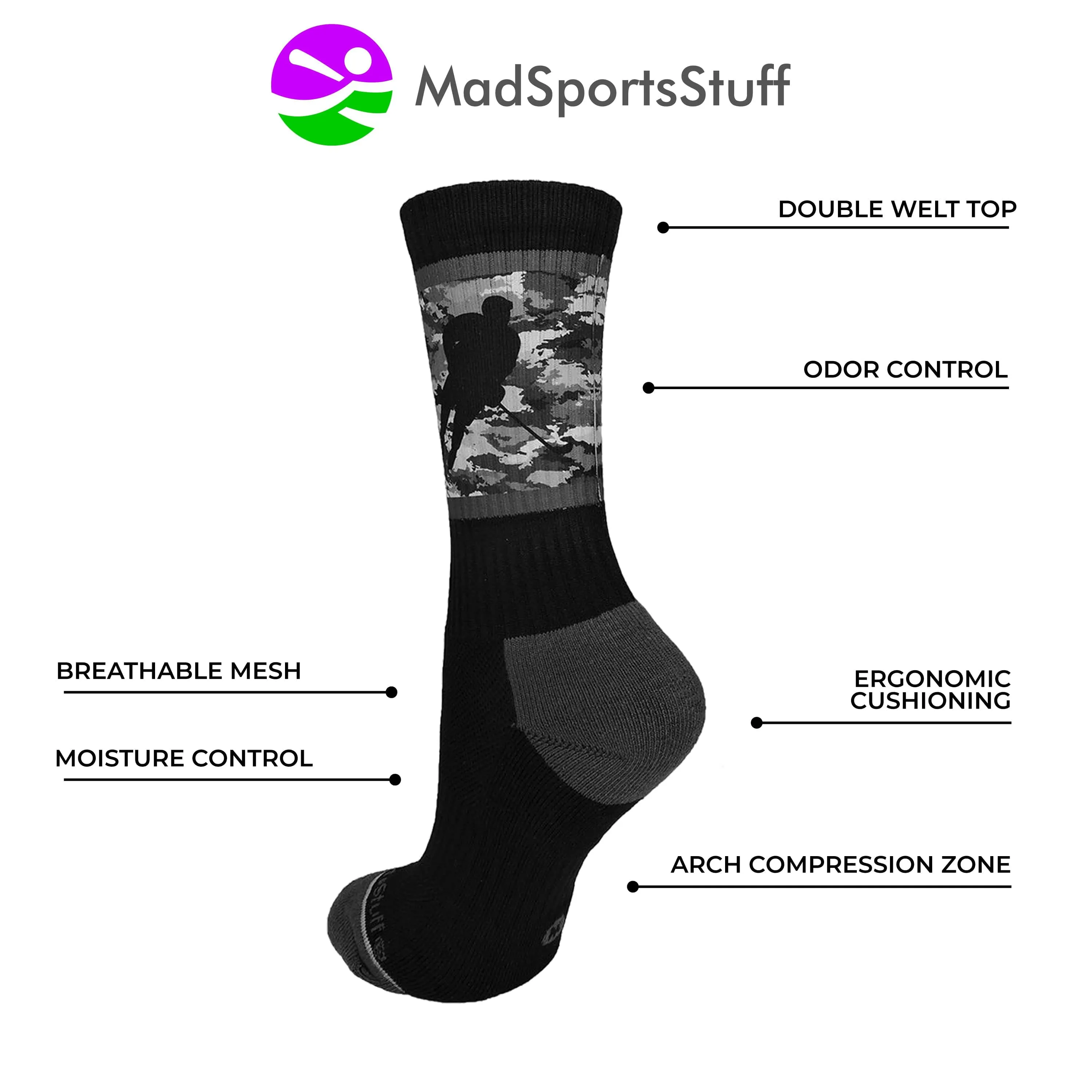 Hockey Player Athletic Crew Socks (multiple colors)