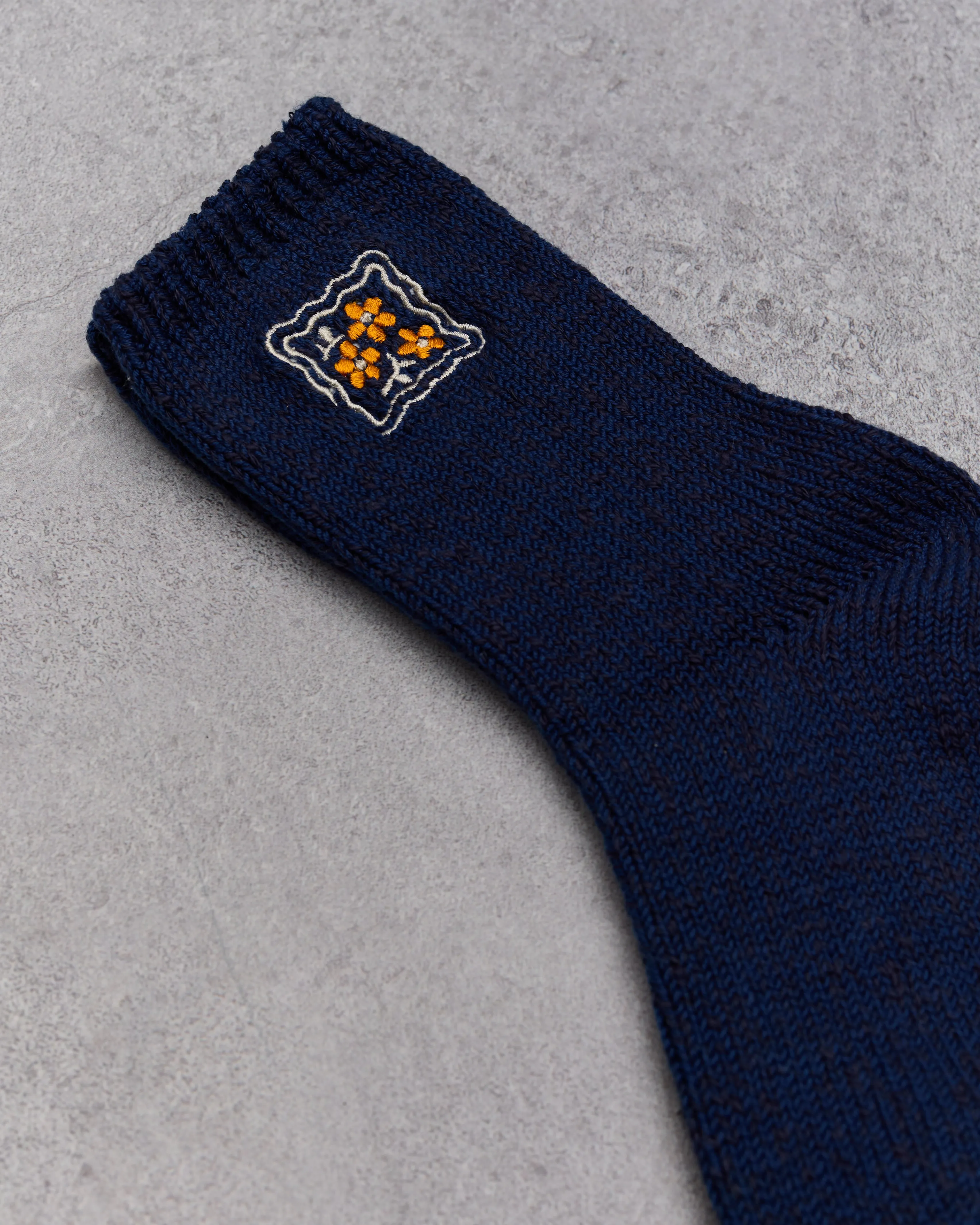 Kapital 56 Yarns Cookie Embroidery Socks, Navy