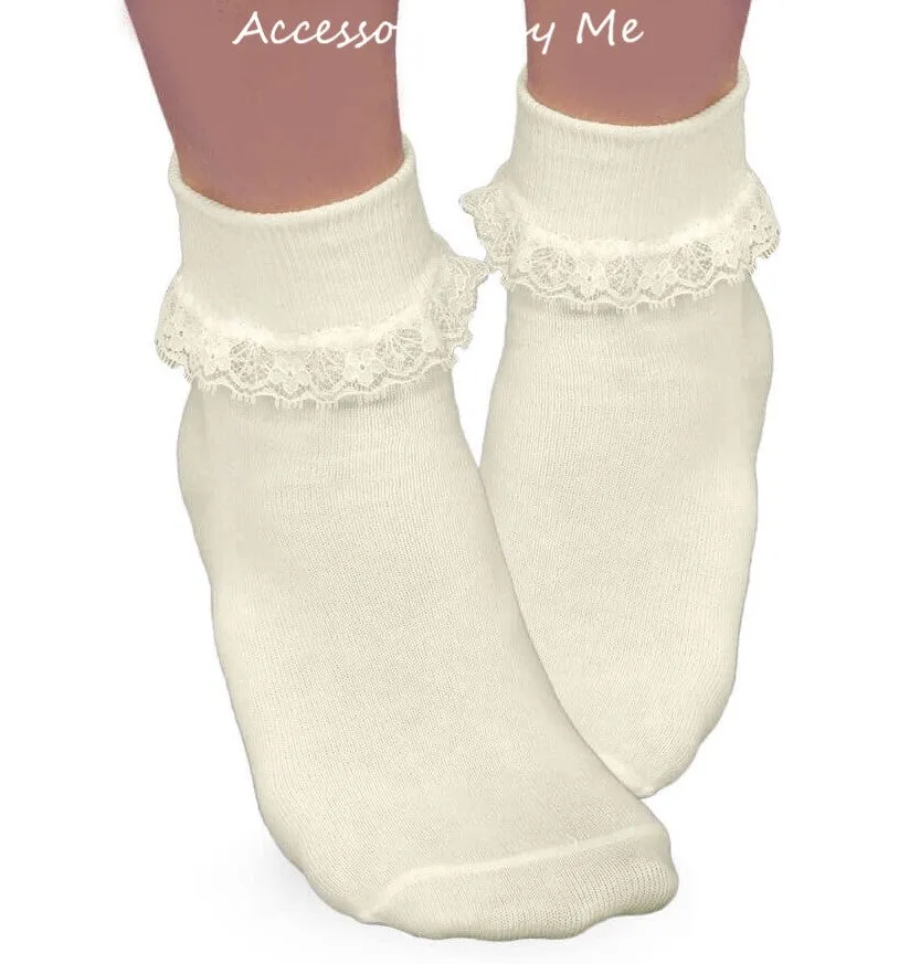 Lace Trim Socks - Choice of Ivory or White