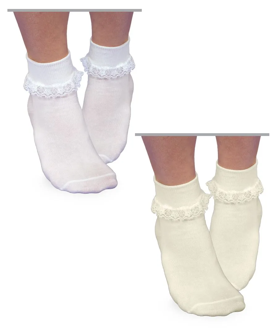 Lace Trim Socks - Choice of Ivory or White