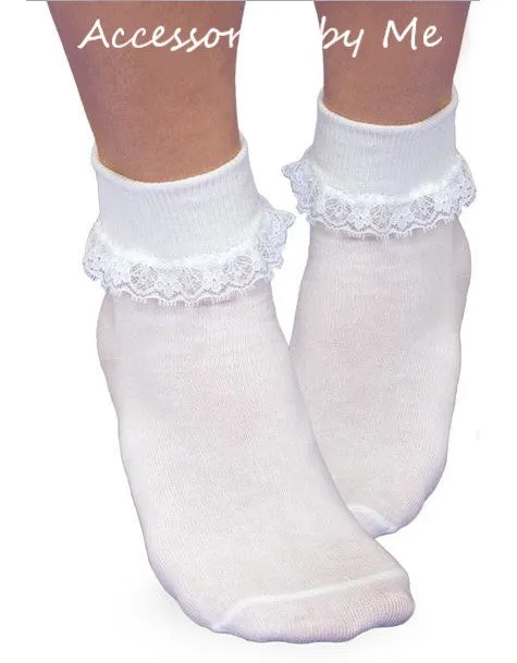 Lace Trim Socks - Choice of Ivory or White