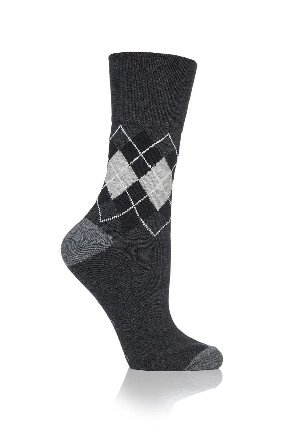 Ladies Monochrome Argyle Socks - 3 Pair Pack