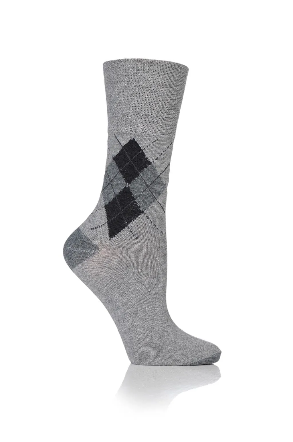 Ladies Monochrome Argyle Socks - 3 Pair Pack