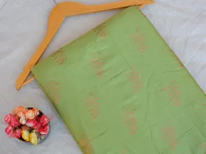 Light Green Motifs Foil Printed Pure Jam Cotton Fabric