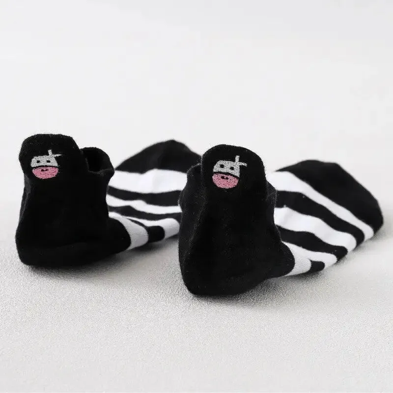 Lovely Embroidery Cow Socks