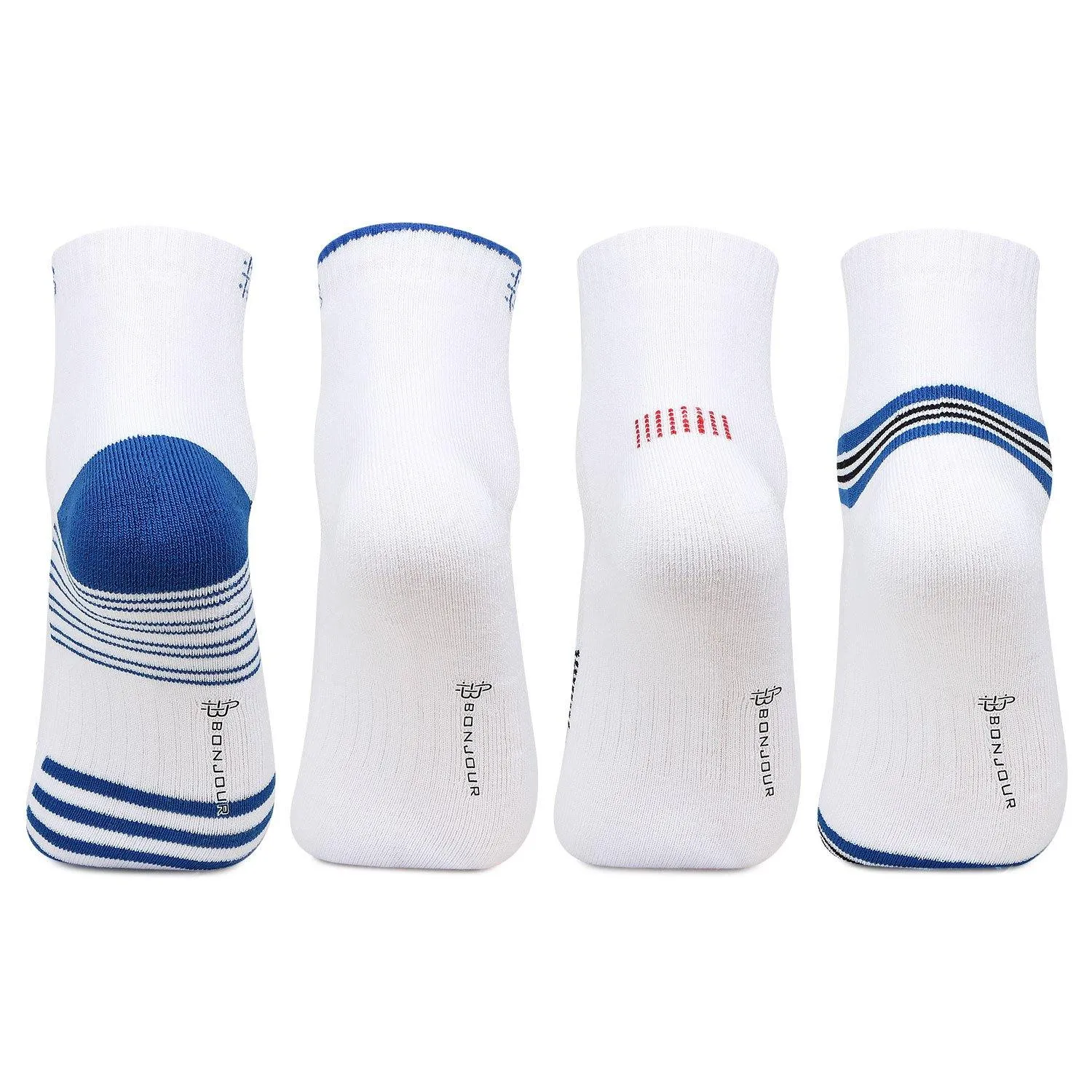 Men Cushioned Ankle White Sports Socks - Pack Of 4