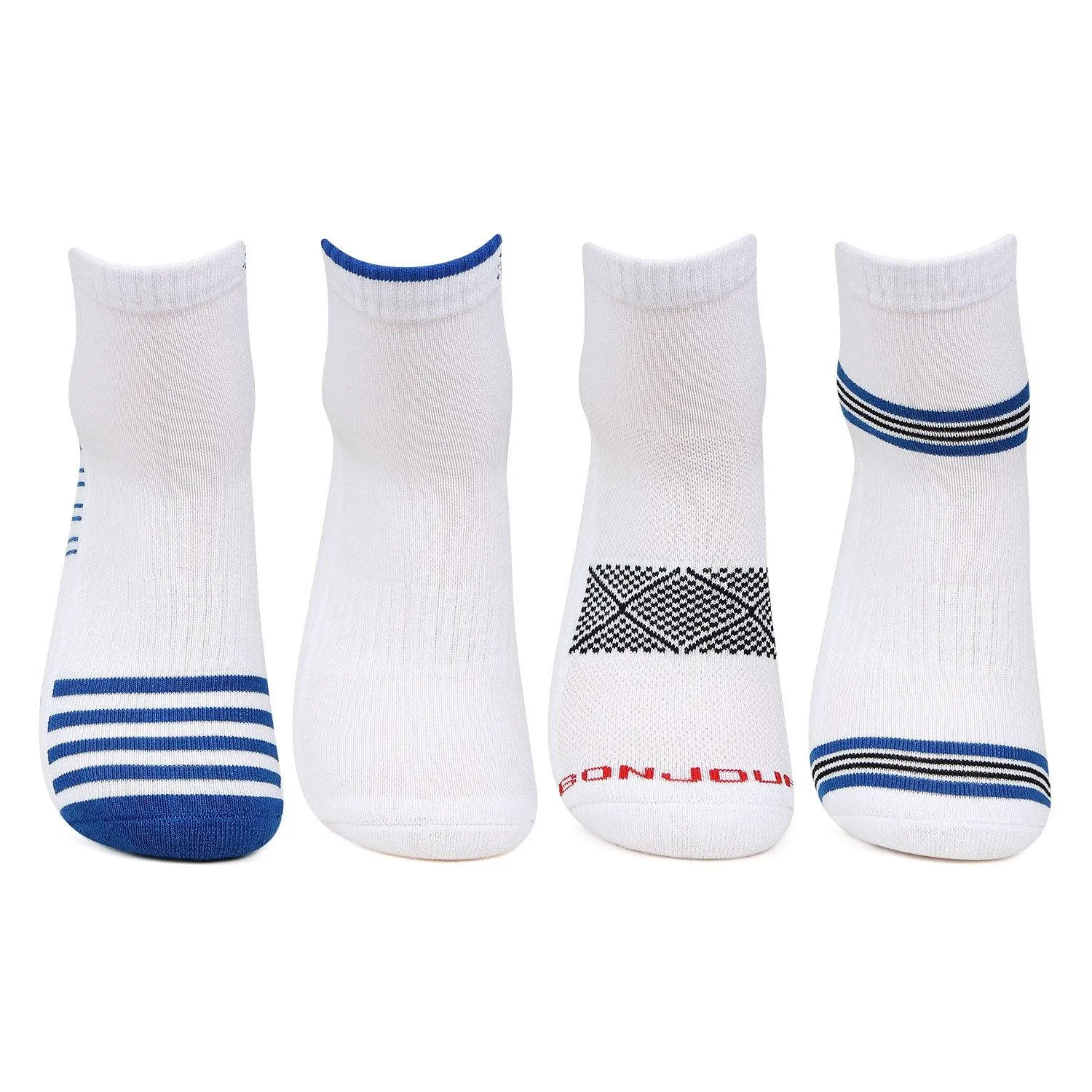 Men Cushioned Ankle White Sports Socks - Pack Of 4