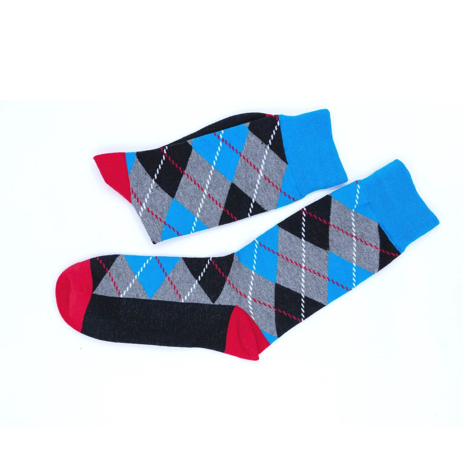 Mens 4 Pairs Argyle Dress Socks  Colorful Patterned Crew Socks for Formal and Casual Wear