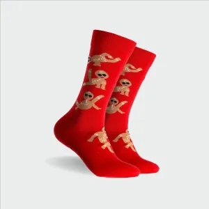Men's Breaking Ginger Cotton Crew Socks - Red