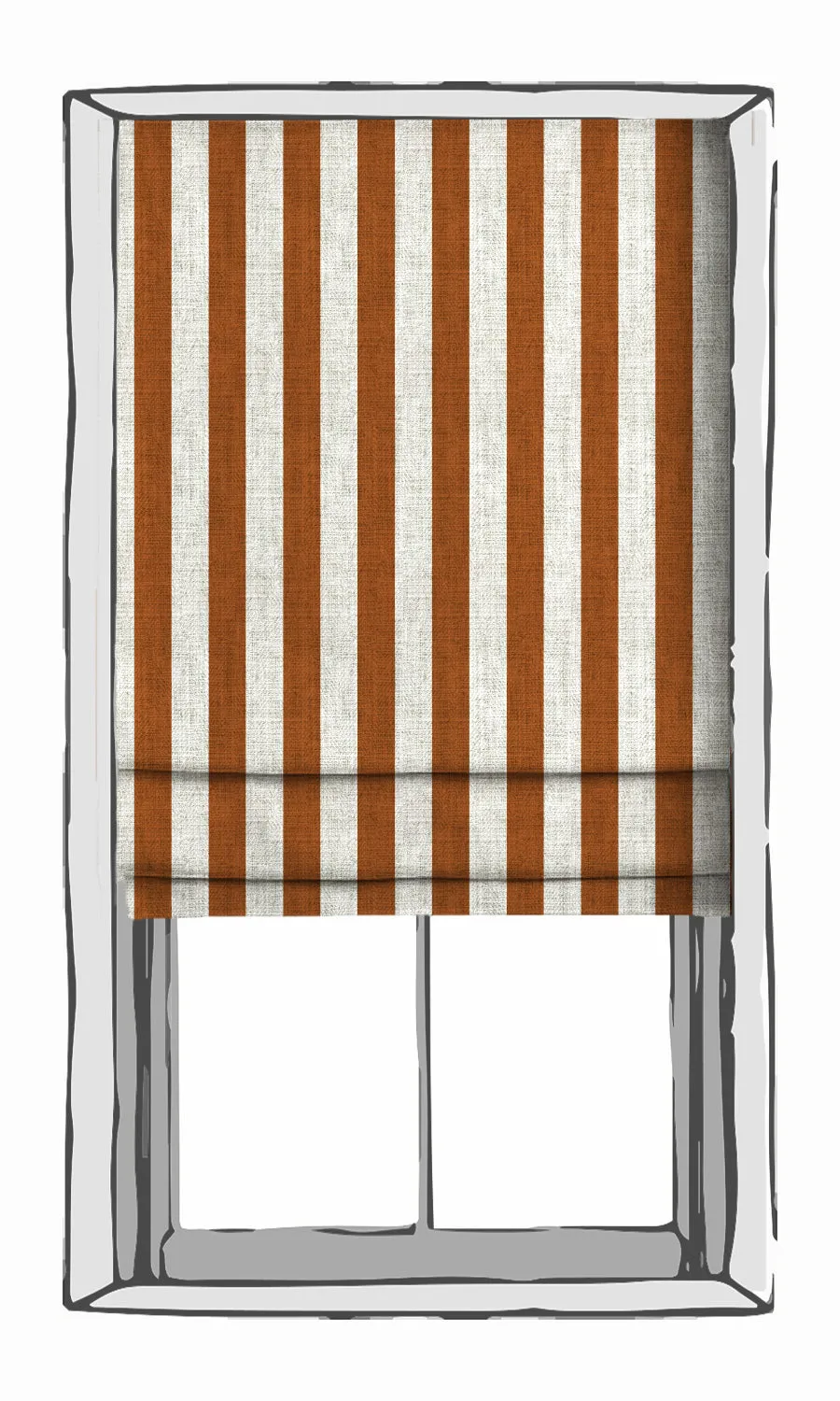 'Olsberg' Modern Striped Custom Shades (Burnt Orange/ White)