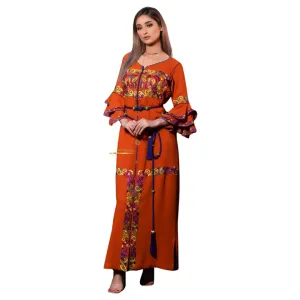 Orange Embroidered Kaftan