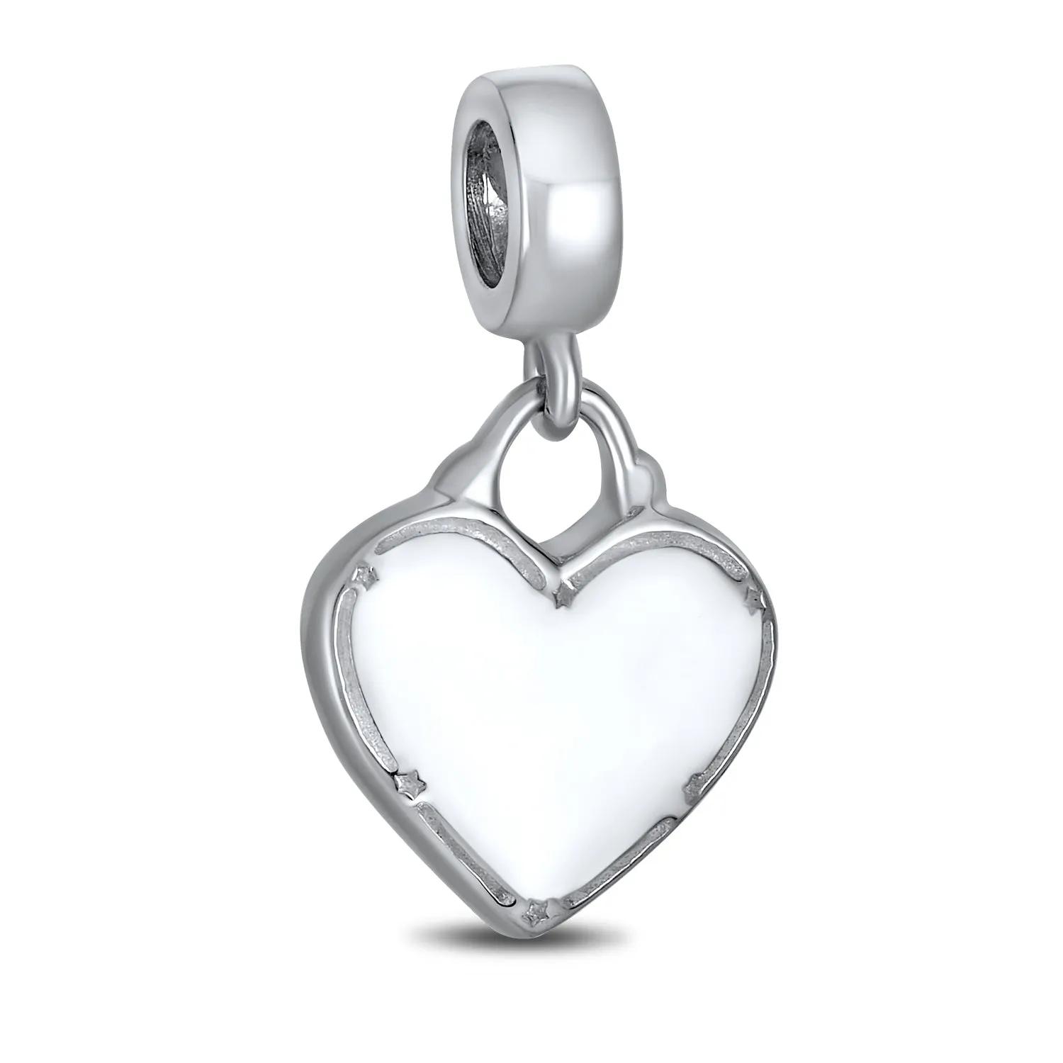 Patriotic Flag Heart Dangle Charm Bead Sterling Silver for European Bracelet