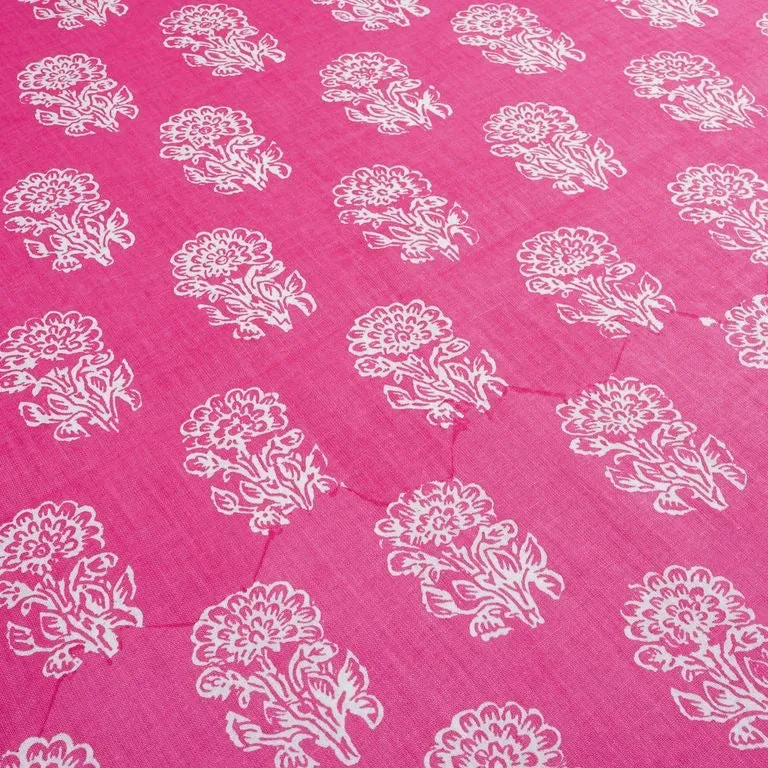Pink & White Floral Printed Pure Cotton Fabric