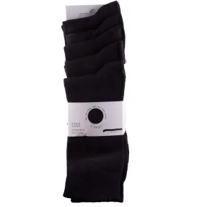 Plain Black Cotton Ankle Socks 5 Pack 9-11