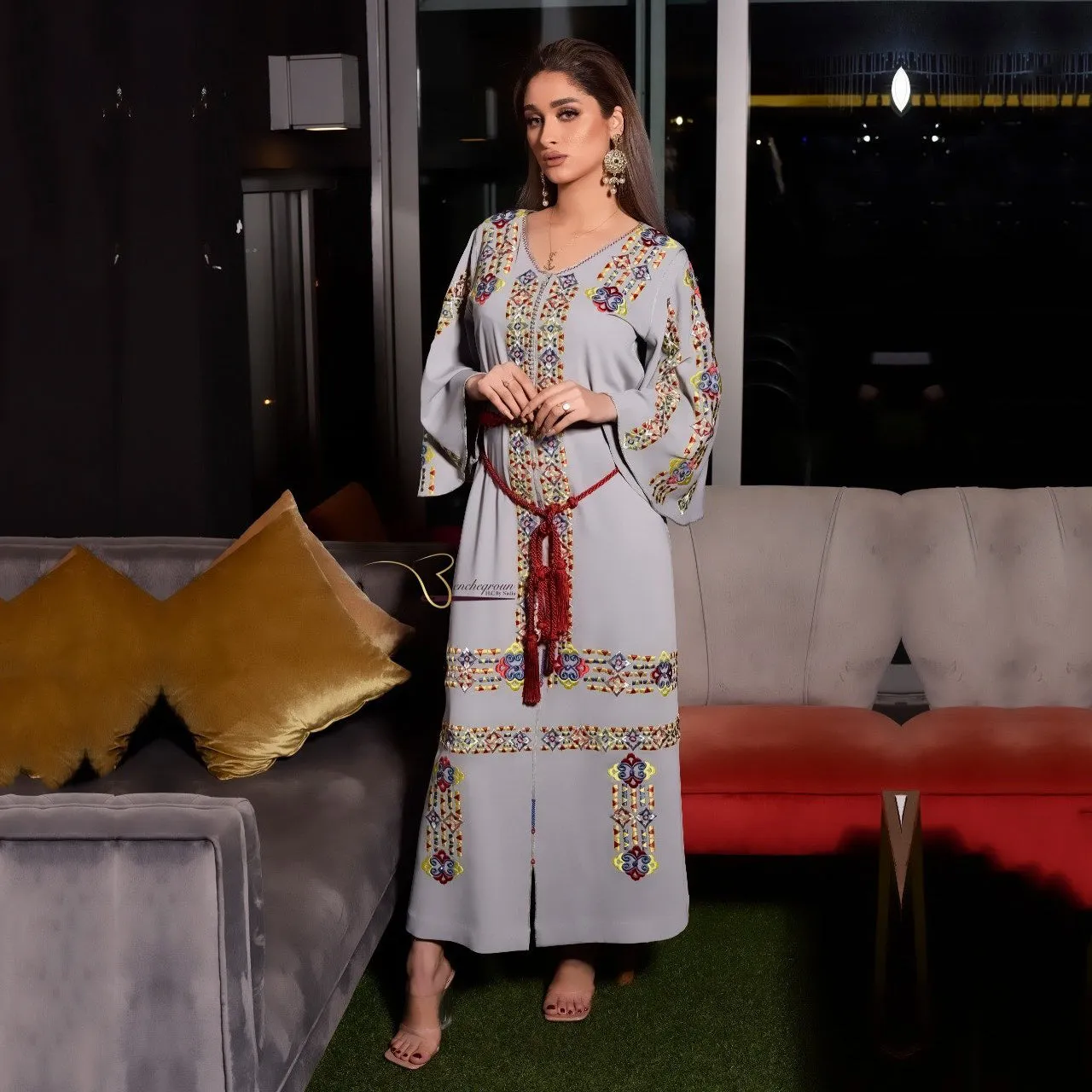 Purple Embroidered Kaftan