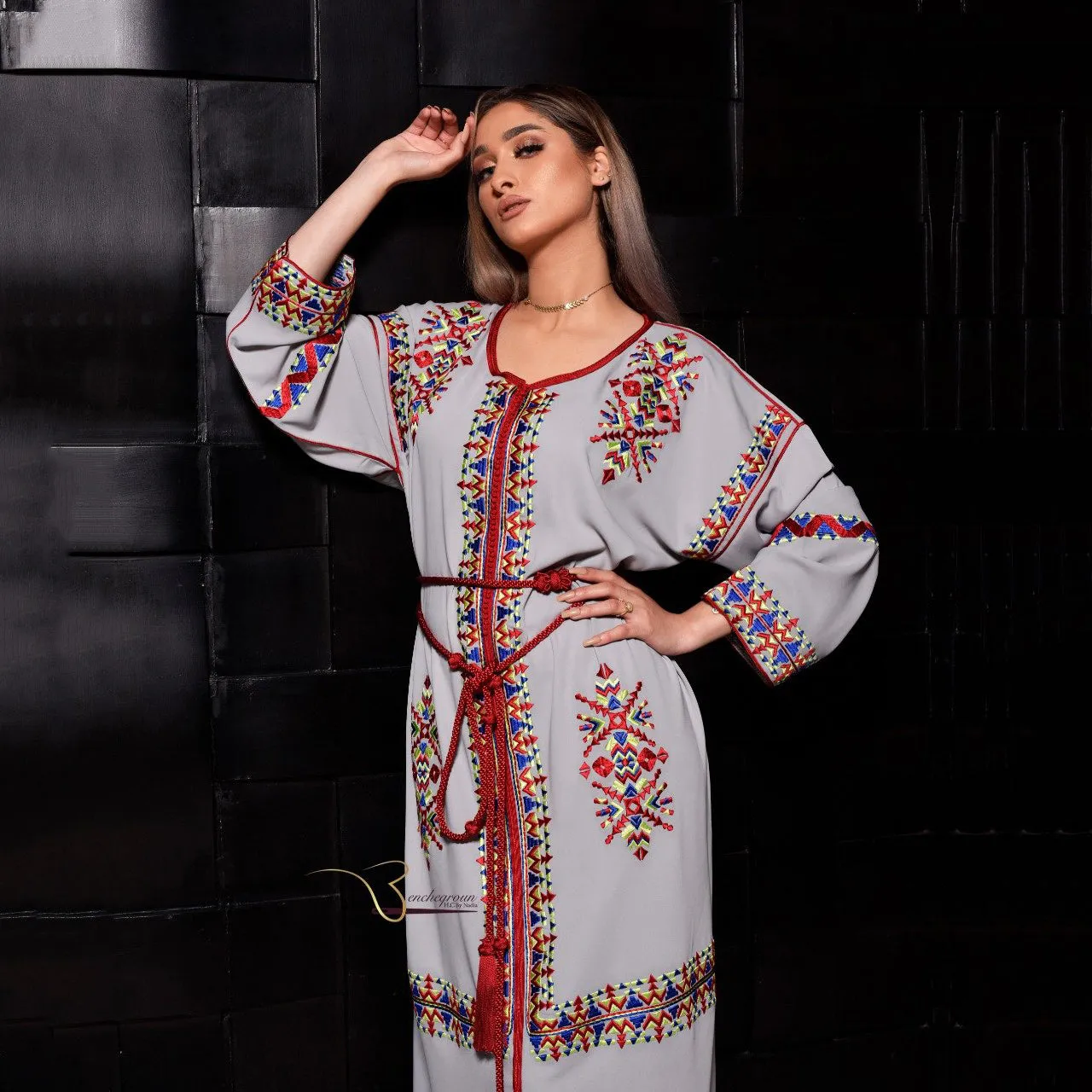 Purple Embroidered Kaftan