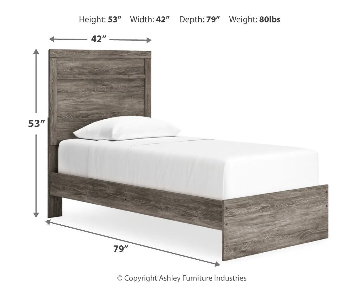 Ralinksi Twin Panel Bed with Mirrored Dresser, Chest and Nightstand in Gray