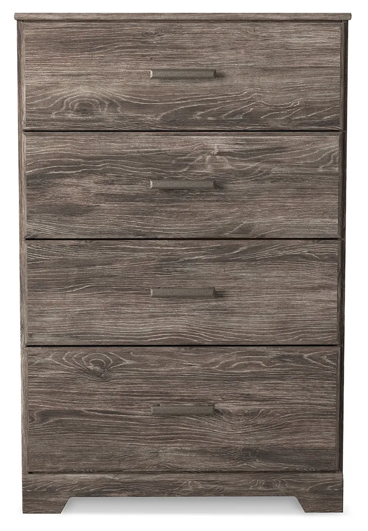 Ralinksi Twin Panel Bed with Mirrored Dresser, Chest and Nightstand in Gray