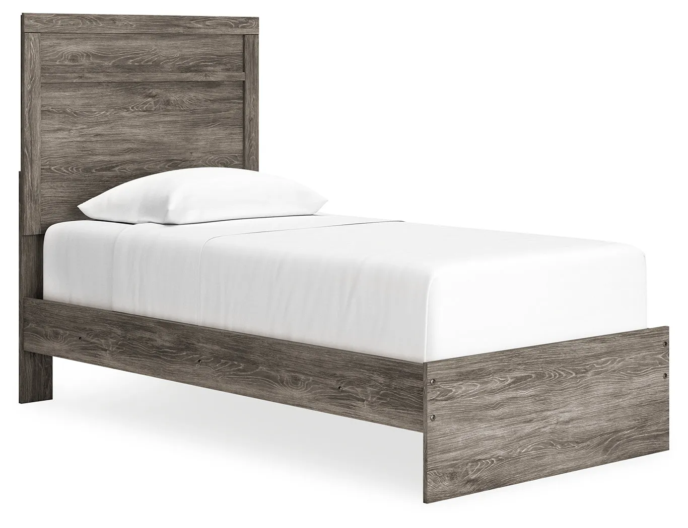 Ralinksi Twin Panel Bed with Mirrored Dresser, Chest and Nightstand in Gray