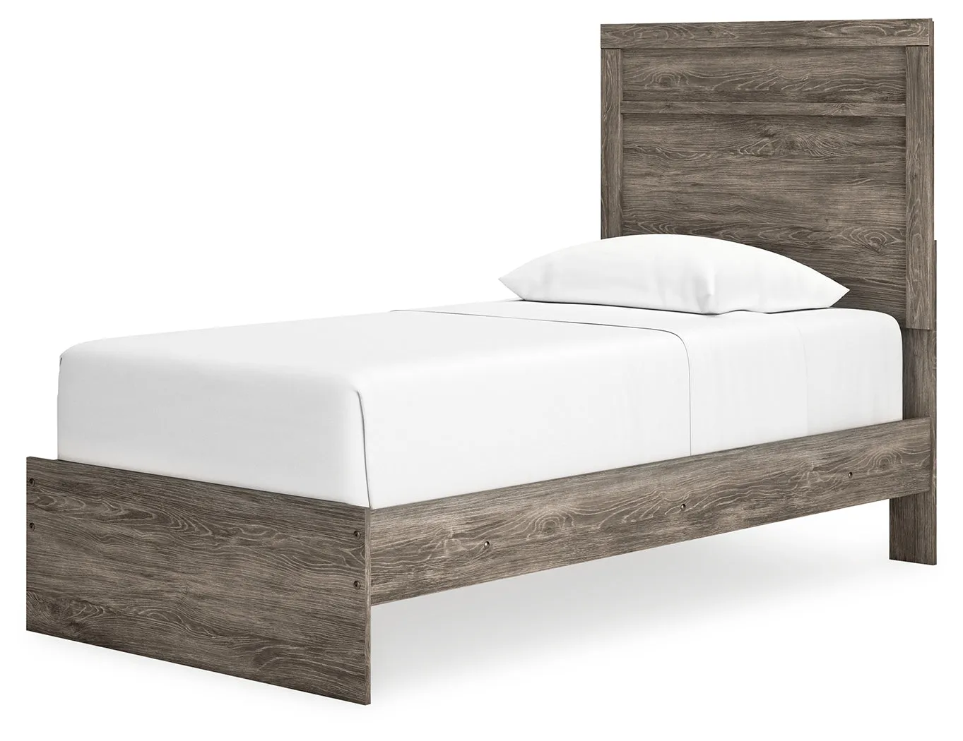 Ralinksi Twin Panel Bed with Mirrored Dresser, Chest and Nightstand in Gray
