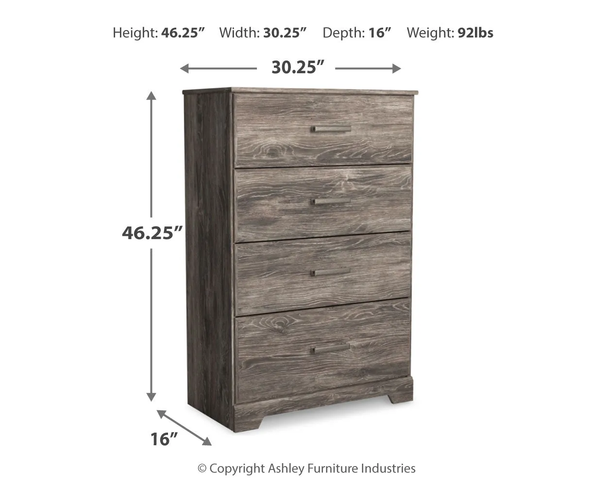 Ralinksi Twin Panel Bed with Mirrored Dresser, Chest and Nightstand in Gray