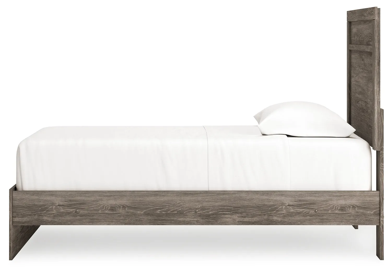 Ralinksi Twin Panel Bed with Mirrored Dresser, Chest and Nightstand in Gray