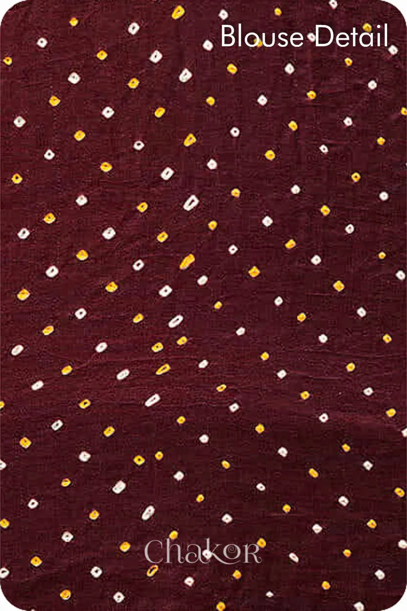 Red Brown Bandhani Gaji Silk Saree