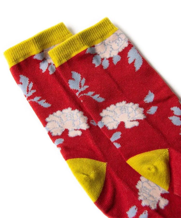 Red Peony Tabi Socks / High Quality Geta Tabi Socks