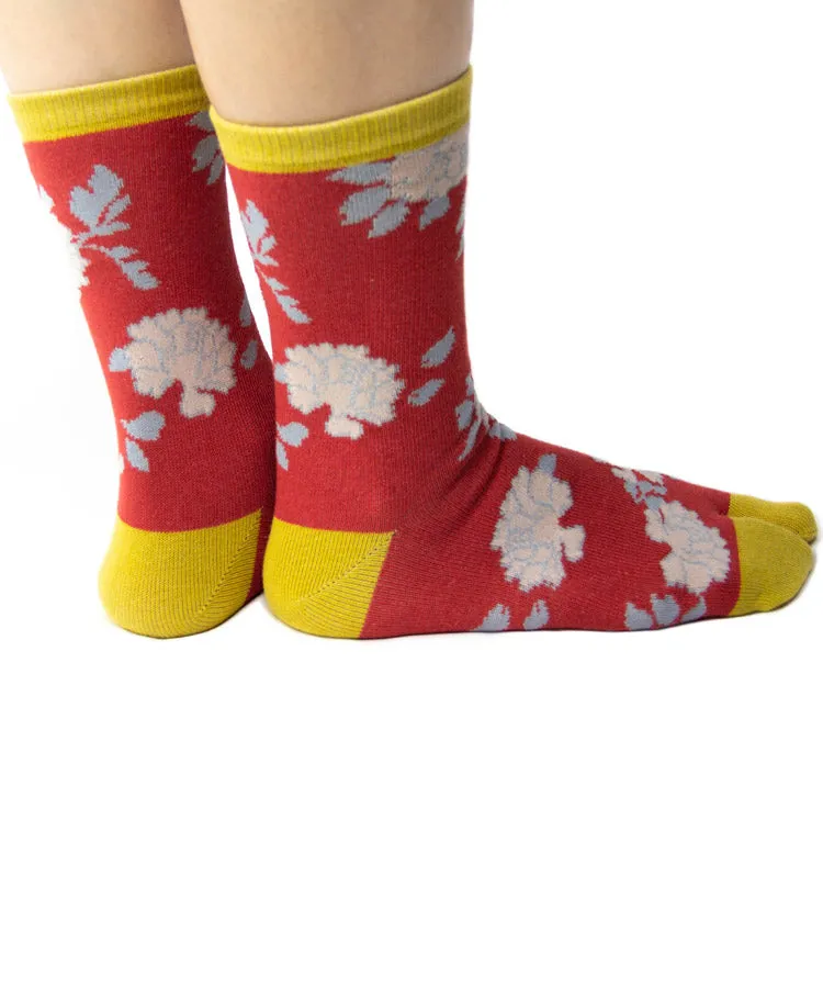 Red Peony Tabi Socks / High Quality Geta Tabi Socks