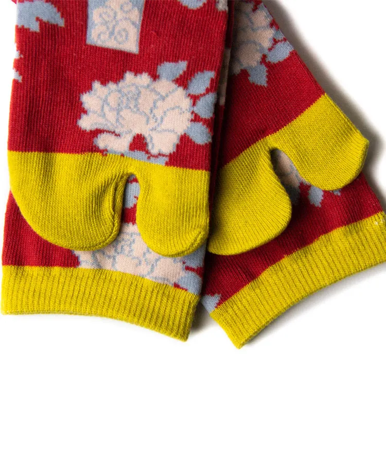 Red Peony Tabi Socks / High Quality Geta Tabi Socks