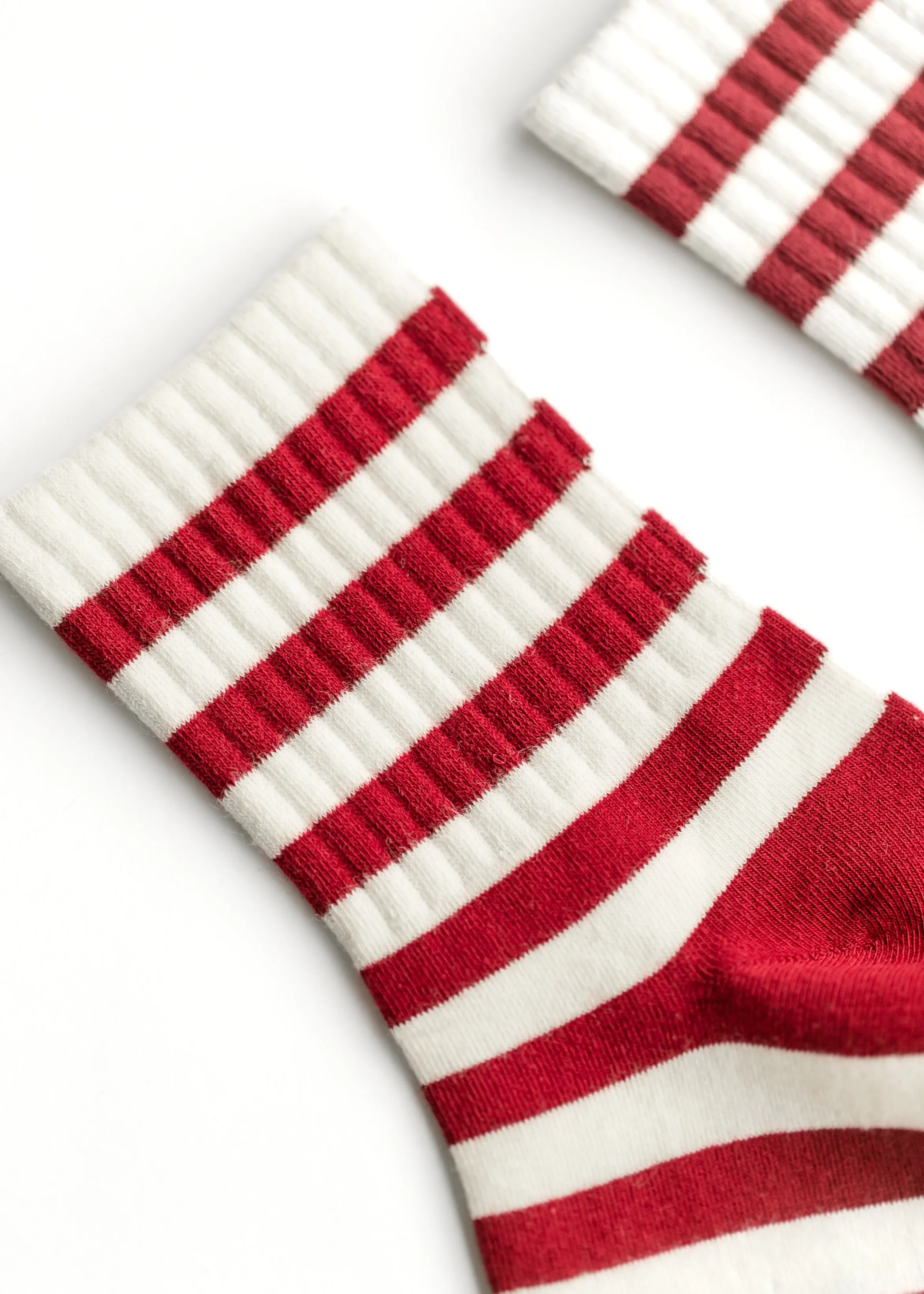 Red Striped Mid-Calf Socks