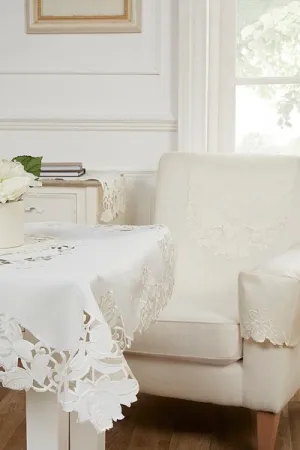Rosie Embroidered Tray Cloth in Cream