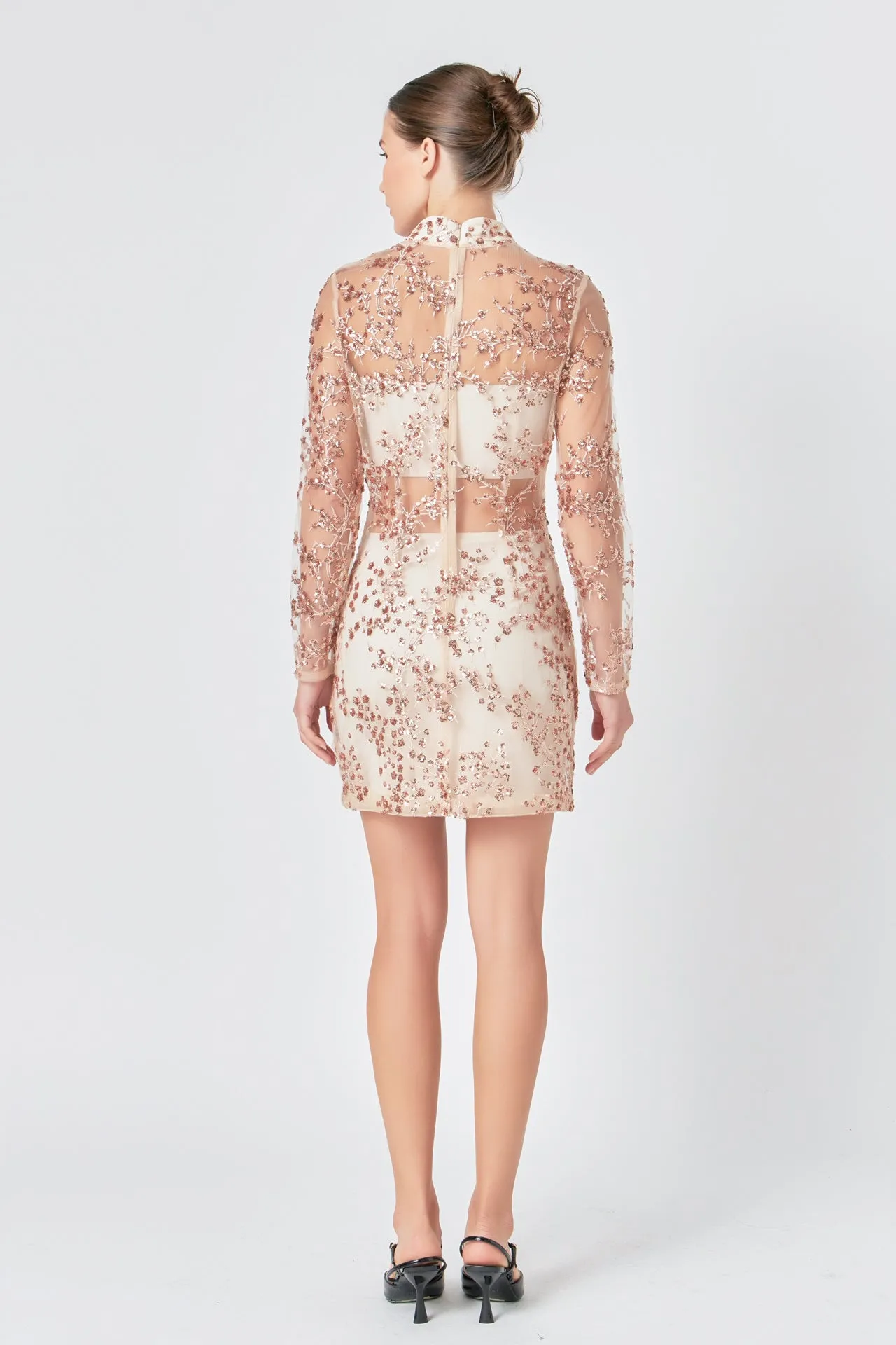 Sequins Embroidered Mini Dress