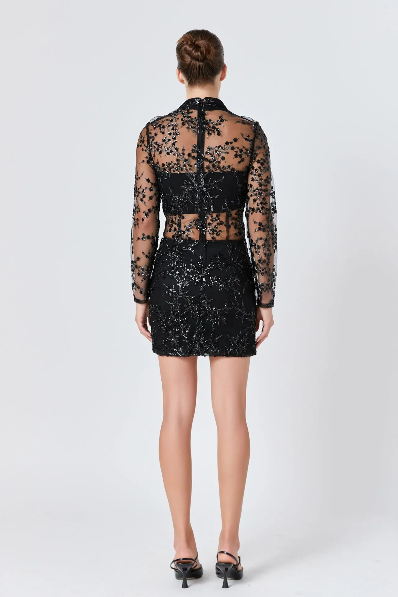 Sequins Embroidered Mini Dress